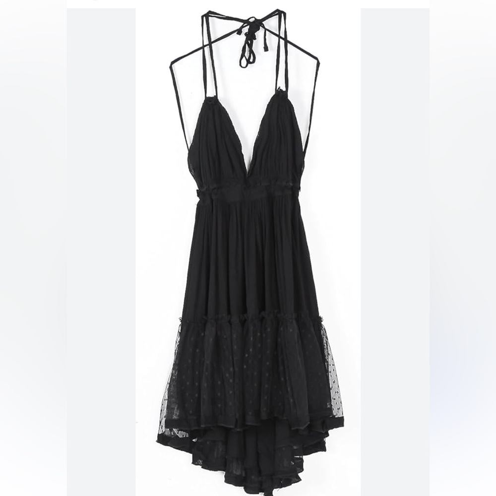BellanBlue Black Halter Ruffle Mesh Mini Dress - Picture 9 of 16